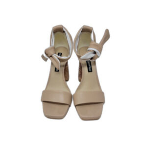 Karl Lagerfield Mabli Snake Python Print Tan Neutral Beige Ankle Strap Heels